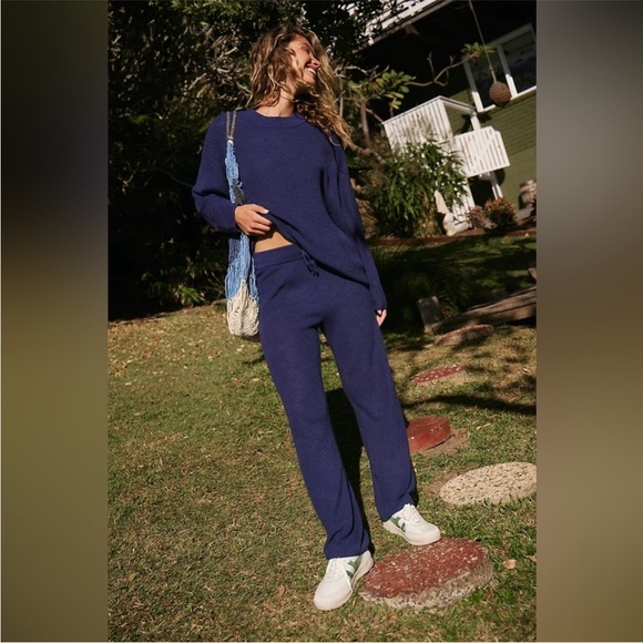 Free People Blue Jogger Track Pants - Picture 1 of 3